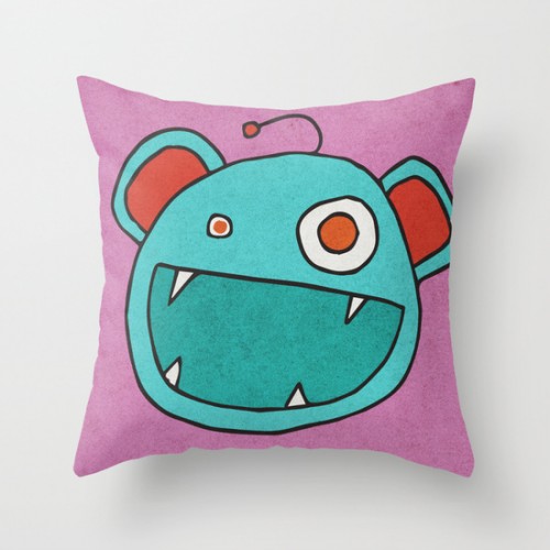 Slightly Amused Monsters, III Aquamarine pillow